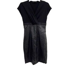 Barbara Schwarzer Women Dress Short Sleeve Lather Ful Zip Midi Black Size 6